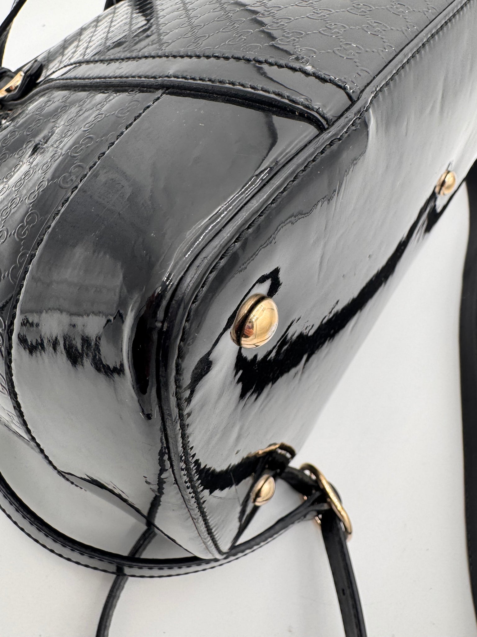 GUCCI Micro Guccisima Patent Top Handle Bag