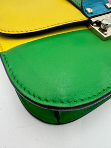VALENTINO GARAVANI Vitello Small Glam Lock Rockstud Flap Rainbow
