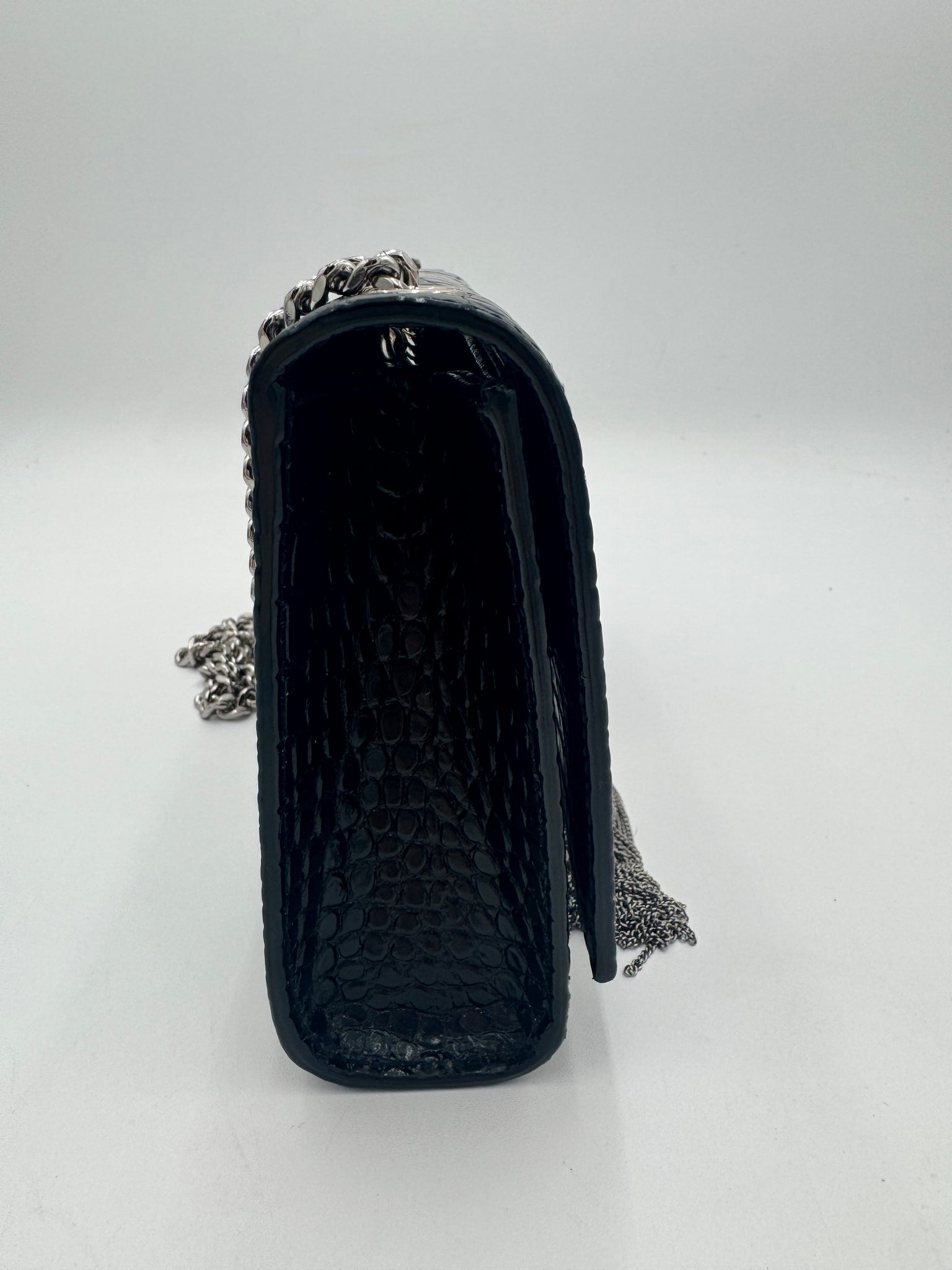 SAINT LAURENT Kate Croc Embossed Crossbody Bag
