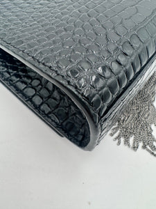 SAINT LAURENT Kate Croc Embossed Crossbody Bag