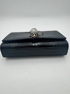 SAINT LAURENT Kate Croc Embossed Crossbody Bag