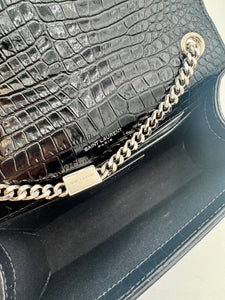 SAINT LAURENT Kate Croc Embossed Crossbody Bag