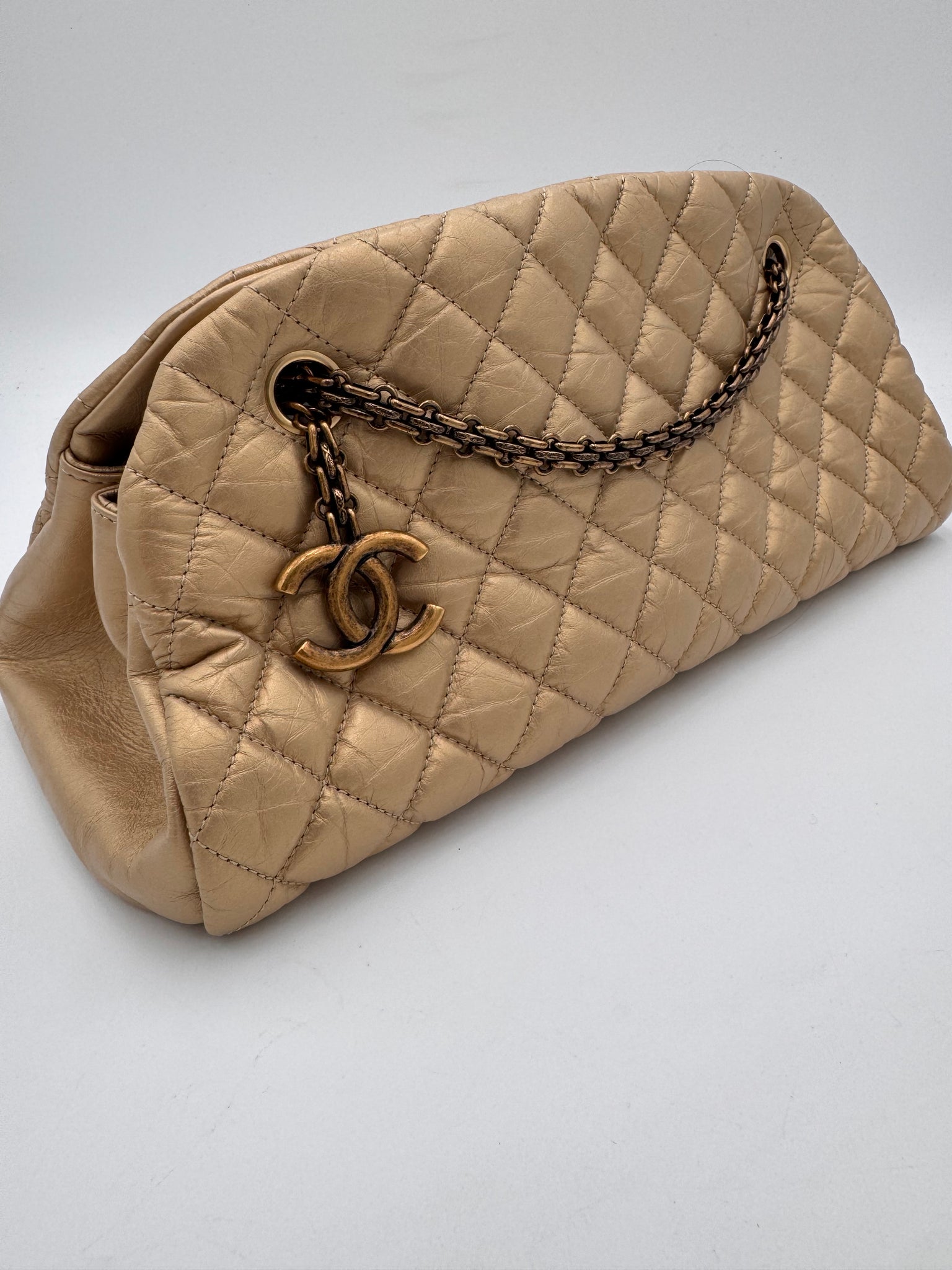CHANEL Just Mademoiselle Bag Quilted Calfskin Gold