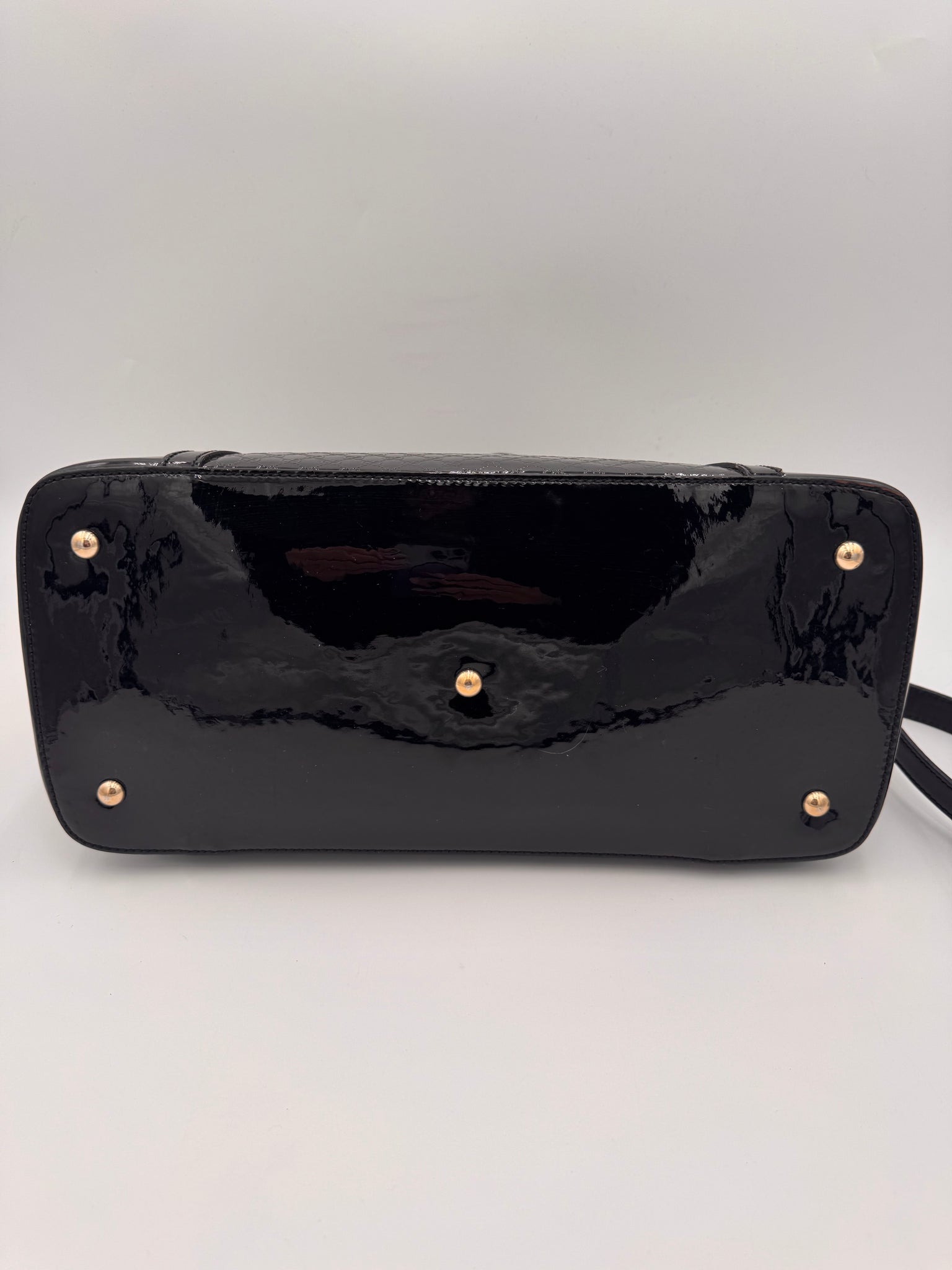 GUCCI Micro Guccisima Patent Top Handle Bag