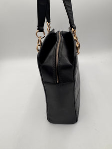 CHANEL Caviar Chocolate Bar Quilted Shoulder Bag Black