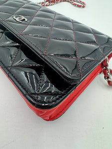 CHANEL Patent Leather Wallet on Chain Black