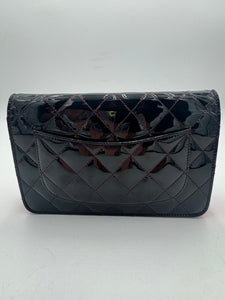 CHANEL Patent Leather Wallet on Chain Black