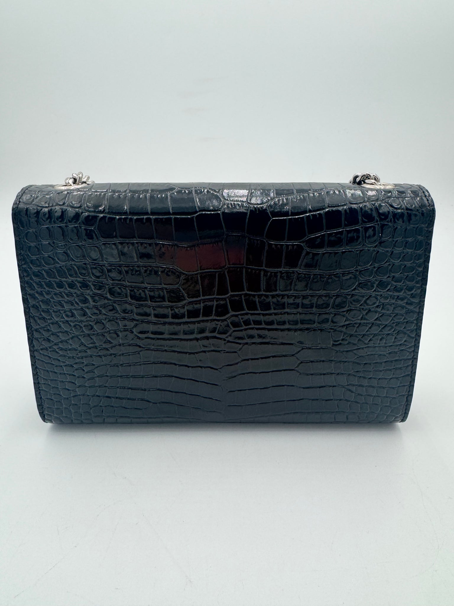 SAINT LAURENT Kate Croc Embossed Crossbody Bag