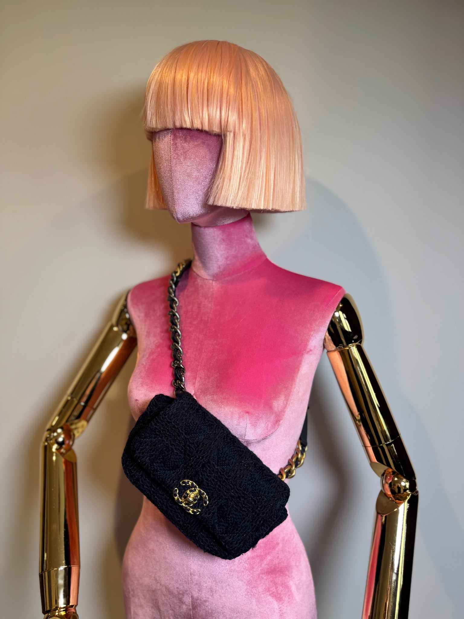 CHANEL 19 Tweed Belt Bag Dark Blue