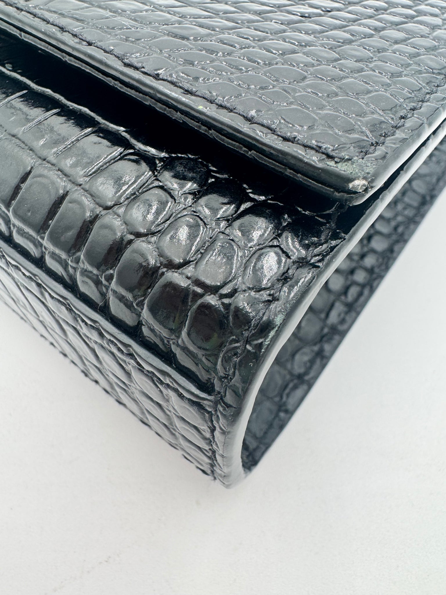 SAINT LAURENT Kate Croc Embossed Crossbody Bag