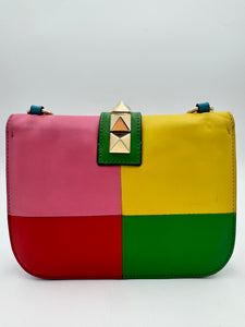 VALENTINO GARAVANI Vitello Small Glam Lock Rockstud Flap Rainbow