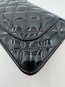 CHANEL Patent Leather Wallet on Chain Black