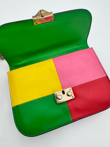VALENTINO GARAVANI Vitello Small Glam Lock Rockstud Flap Rainbow