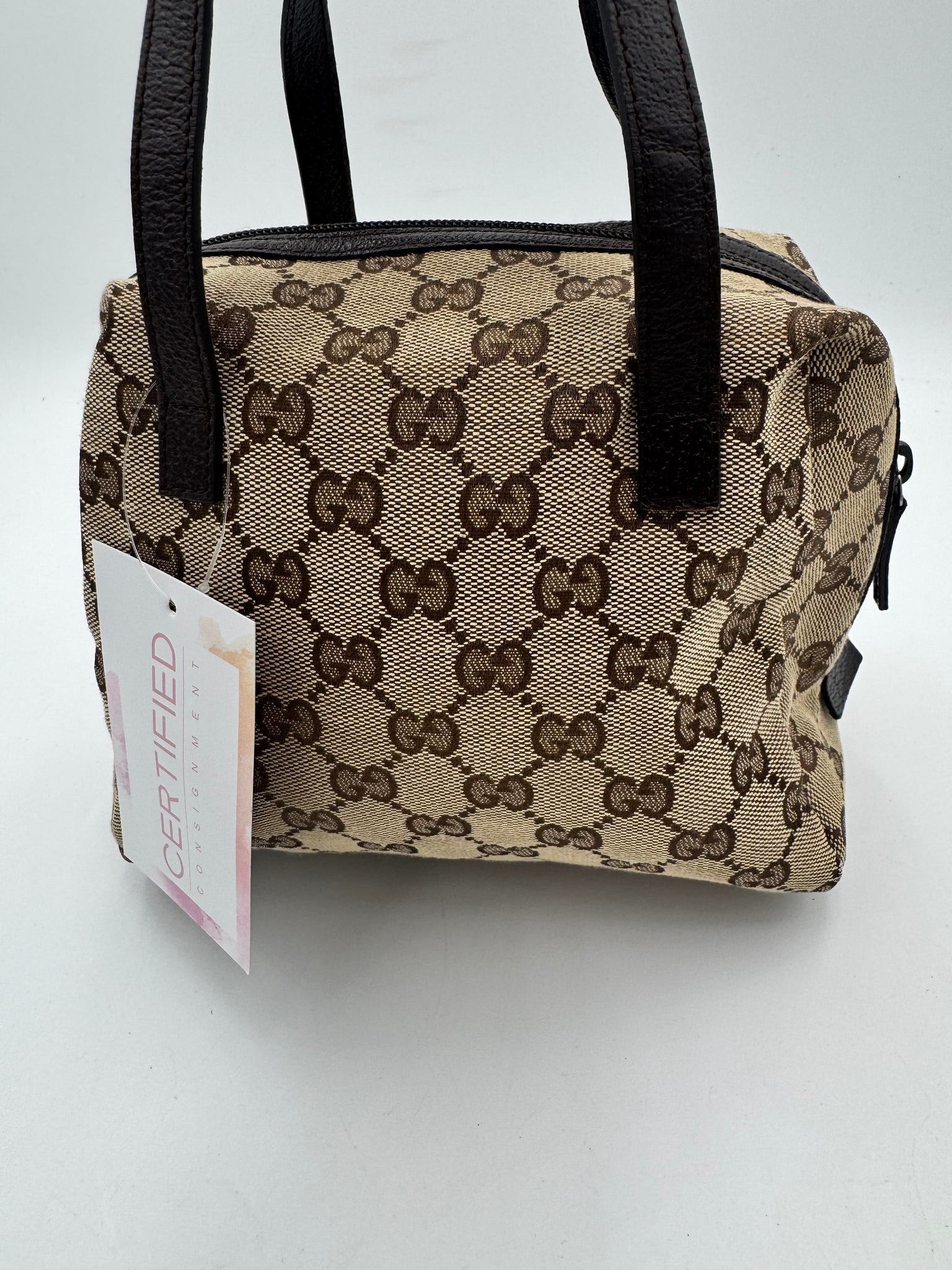 GUCCI Monogram Canvas Top Handle Bag
