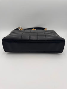 CHANEL Caviar Chocolate Bar Quilted Shoulder Bag Black