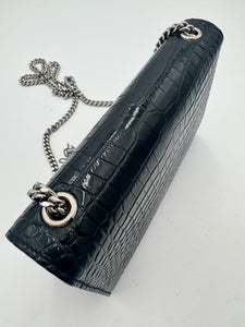 SAINT LAURENT Kate Croc Embossed Crossbody Bag