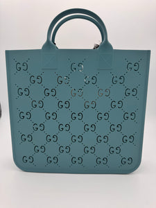 GUCCI Rubber Kids GG Tote Dusty Azure