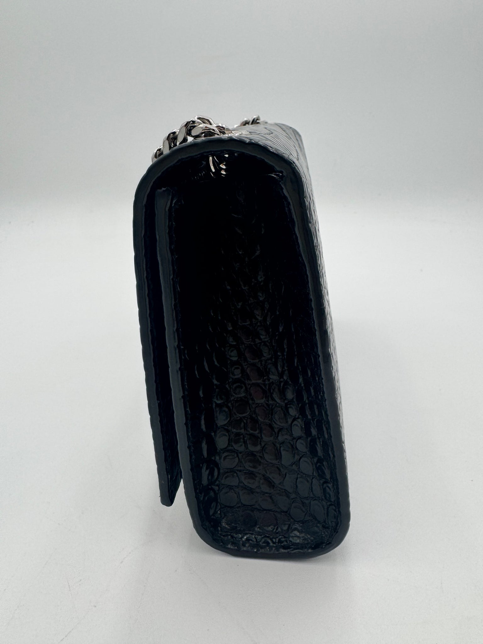 SAINT LAURENT Kate Croc Embossed Crossbody Bag