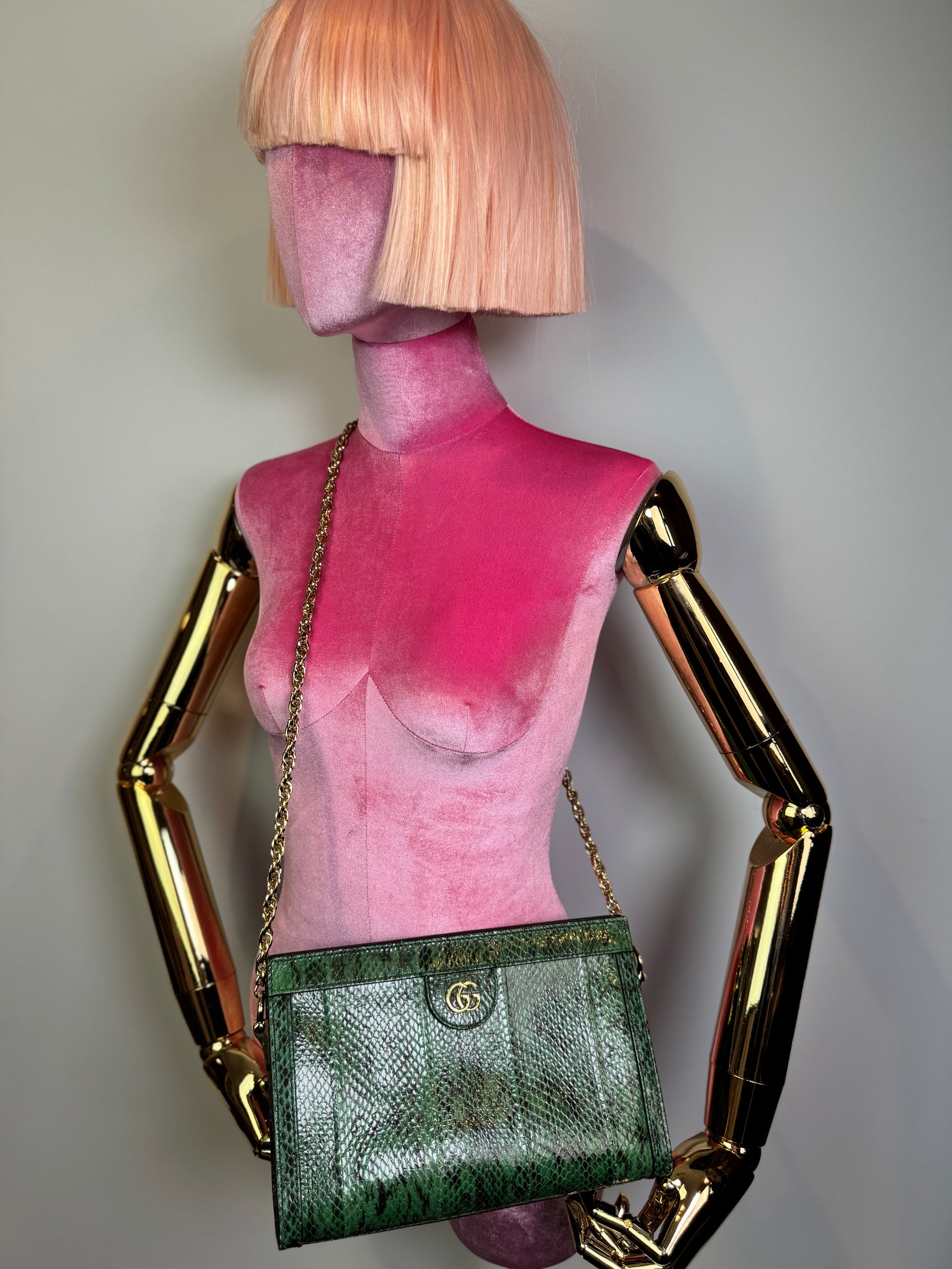 GUCCI Ophidia Chain Shoulder Bag Snakeskin