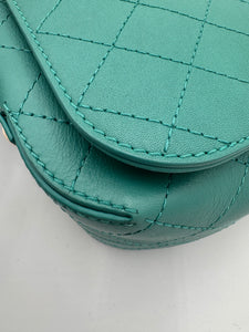 CHANEL Medium Green Calfskin Stitched Covered CC Flap Bag