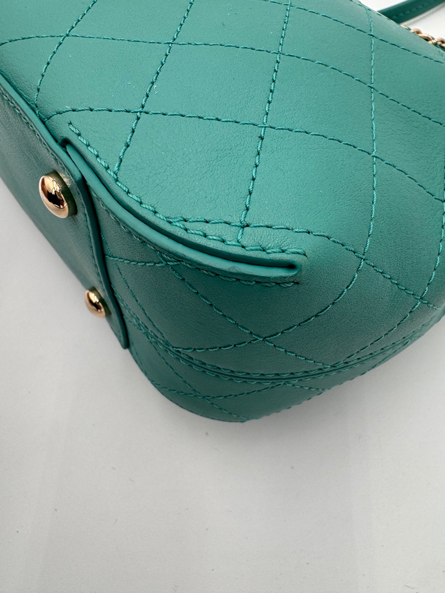 CHANEL Medium Green Calfskin Stitched Covered CC Flap Bag