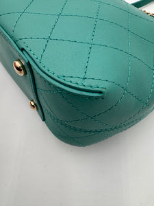 CHANEL Medium Green Calfskin Stitched Covered CC Flap Bag