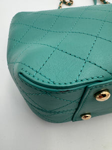 CHANEL Medium Green Calfskin Stitched Covered CC Flap Bag