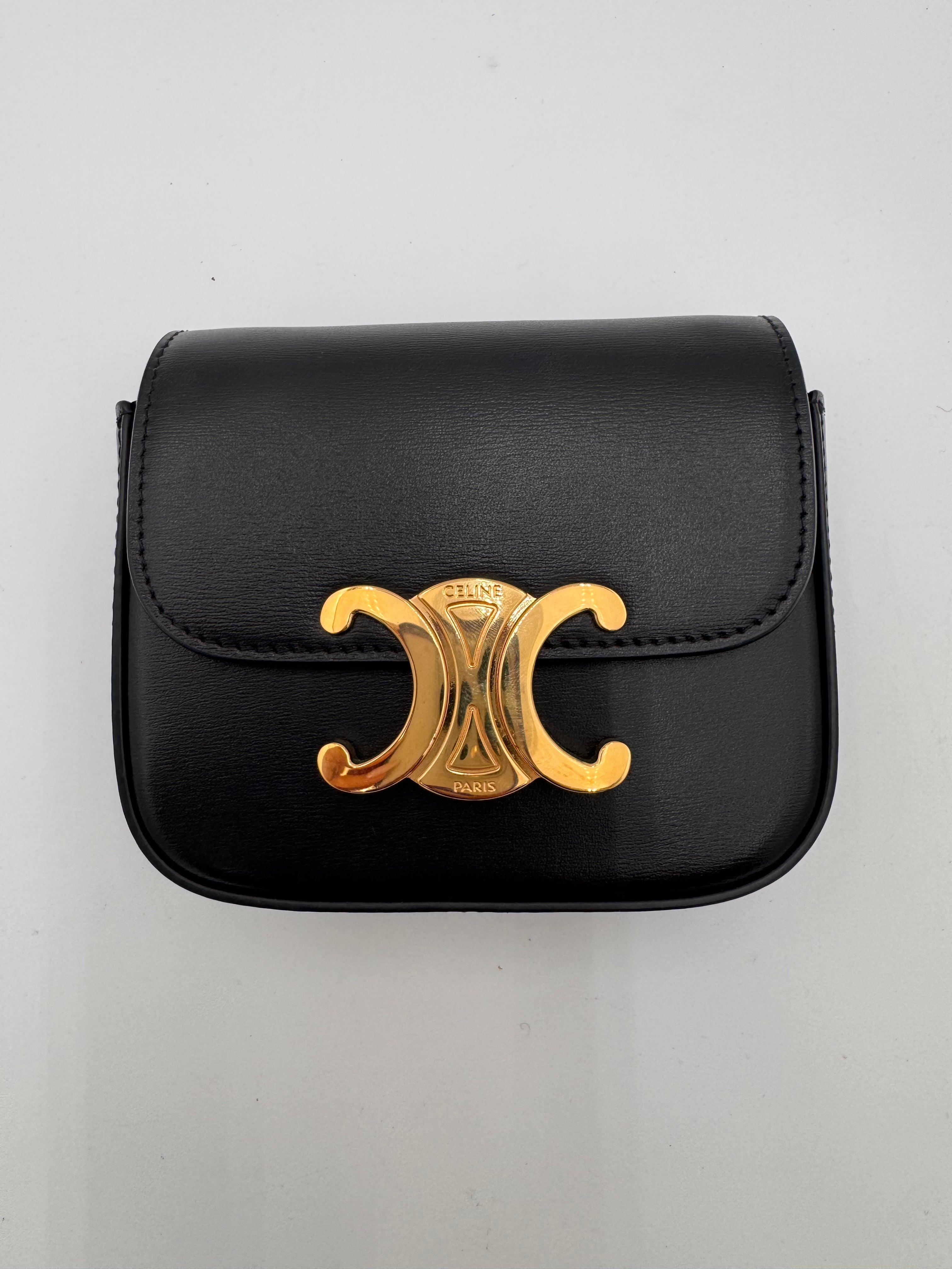 CELINE Shiny Calfskin Mini Claude Black