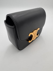 CELINE Shiny Calfskin Mini Claude Black