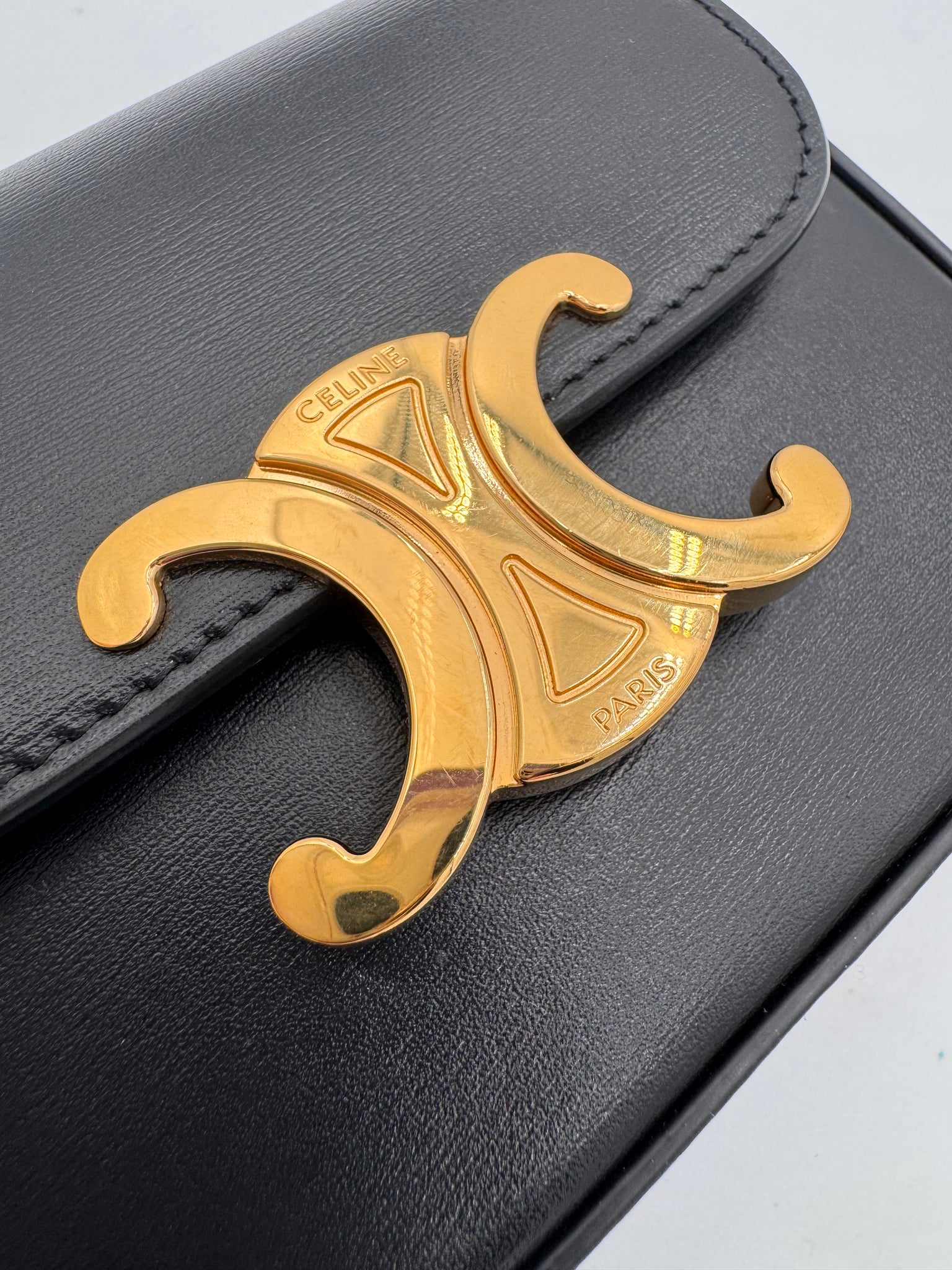 CELINE Shiny Calfskin Mini Claude Black