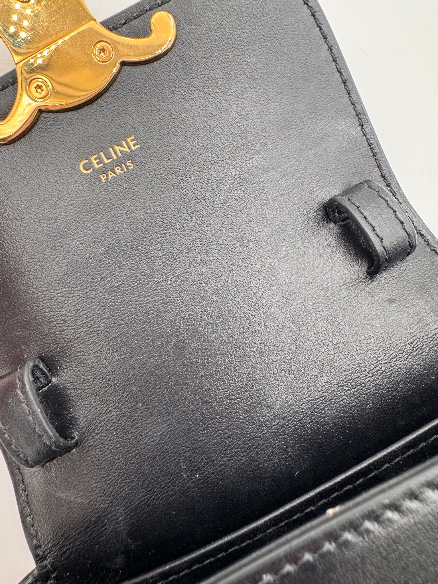 CELINE Shiny Calfskin Mini Claude Black