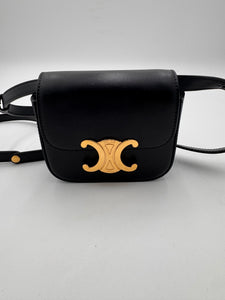 CELINE Shiny Calfskin Mini Claude Black