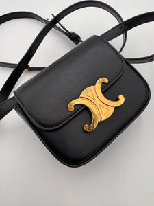 CELINE Shiny Calfskin Mini Claude Black