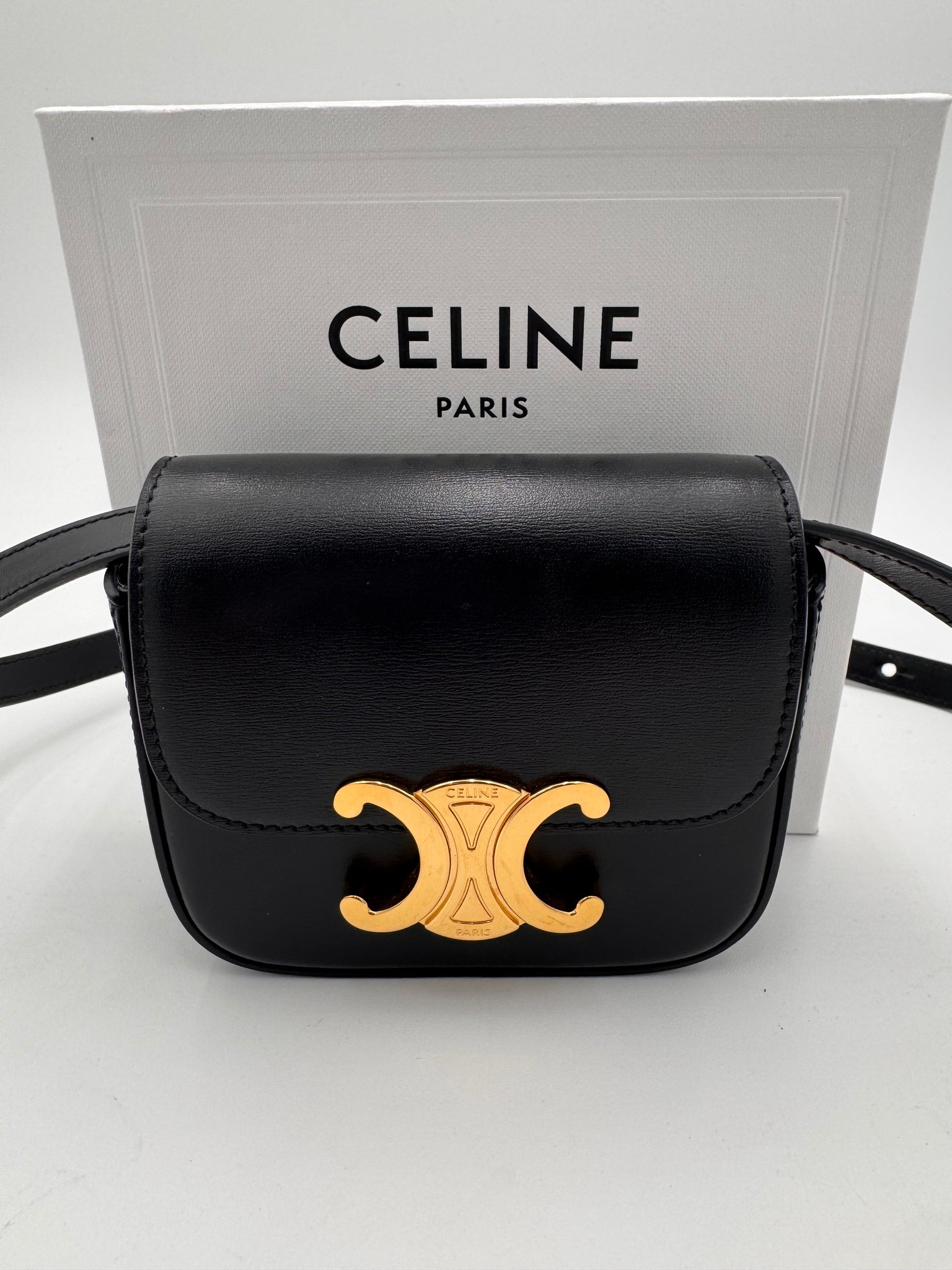 CELINE Shiny Calfskin Mini Claude Black