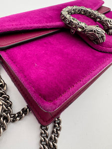 GUCCI Velvet Super Mini Dionysus Shoulder Bag Fuchsia Violet Cyclamen