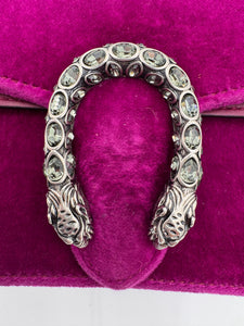 GUCCI Velvet Super Mini Dionysus Shoulder Bag Fuchsia Violet Cyclamen
