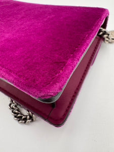 GUCCI Velvet Super Mini Dionysus Shoulder Bag Fuchsia Violet Cyclamen