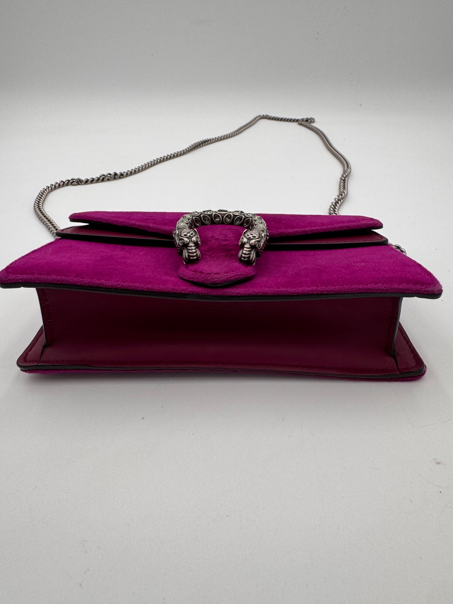 GUCCI Velvet Super Mini Dionysus Shoulder Bag Fuchsia Violet Cyclamen