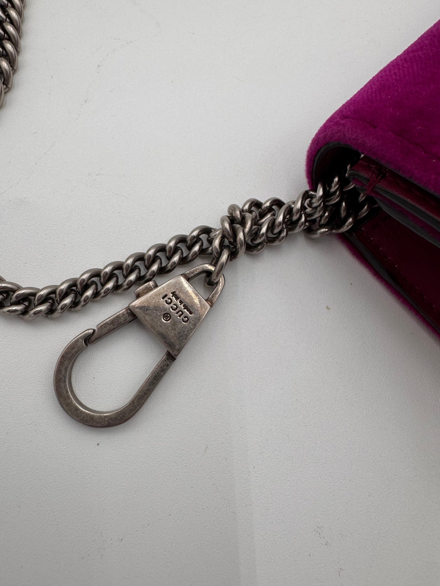 GUCCI Velvet Super Mini Dionysus Shoulder Bag Fuchsia Violet Cyclamen