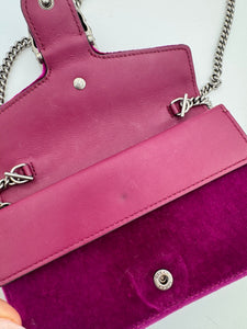 GUCCI Velvet Super Mini Dionysus Shoulder Bag Fuchsia Violet Cyclamen