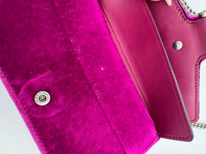 GUCCI Velvet Super Mini Dionysus Shoulder Bag Fuchsia Violet Cyclamen