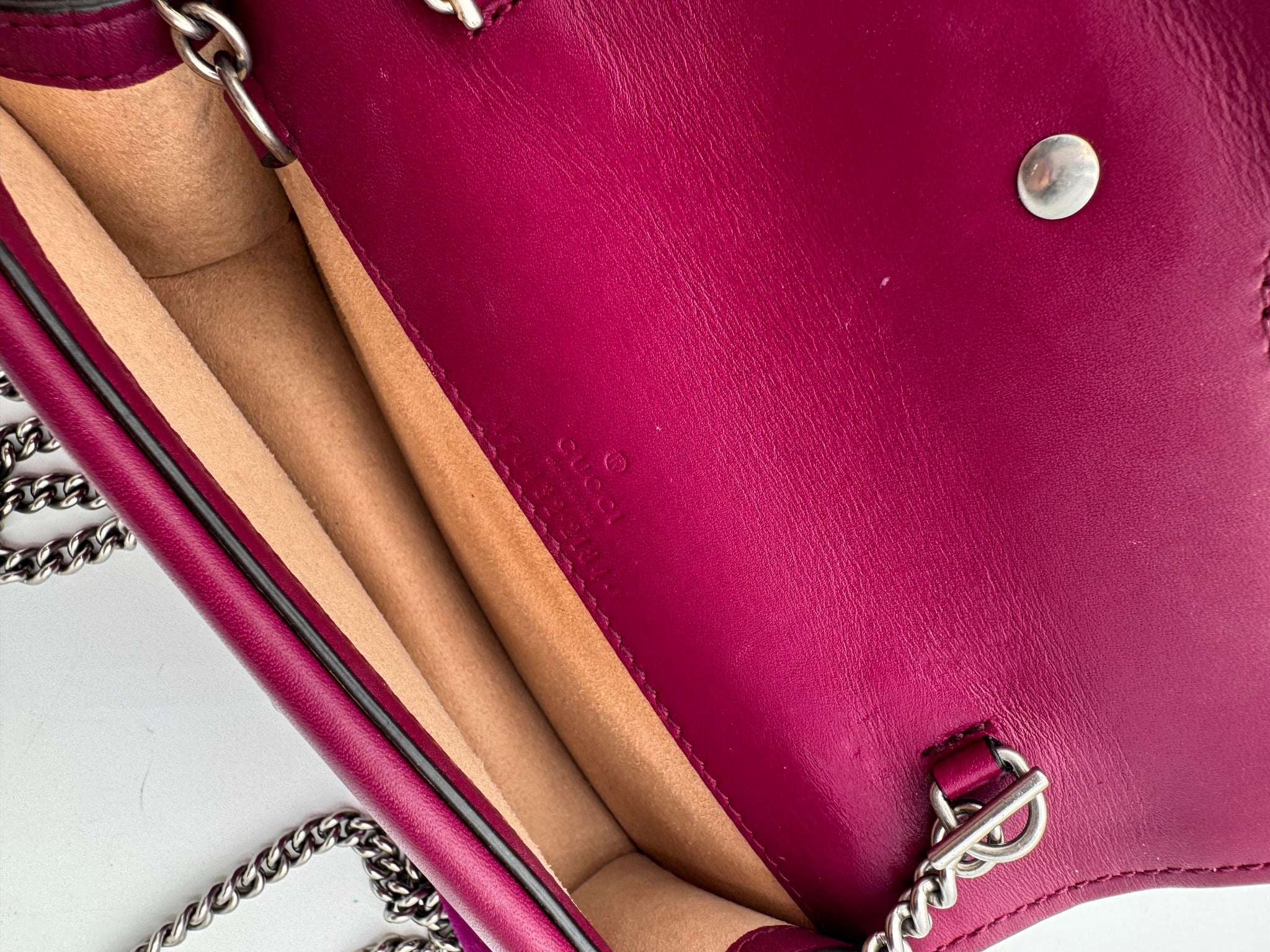 GUCCI Velvet Super Mini Dionysus Shoulder Bag Fuchsia Violet Cyclamen