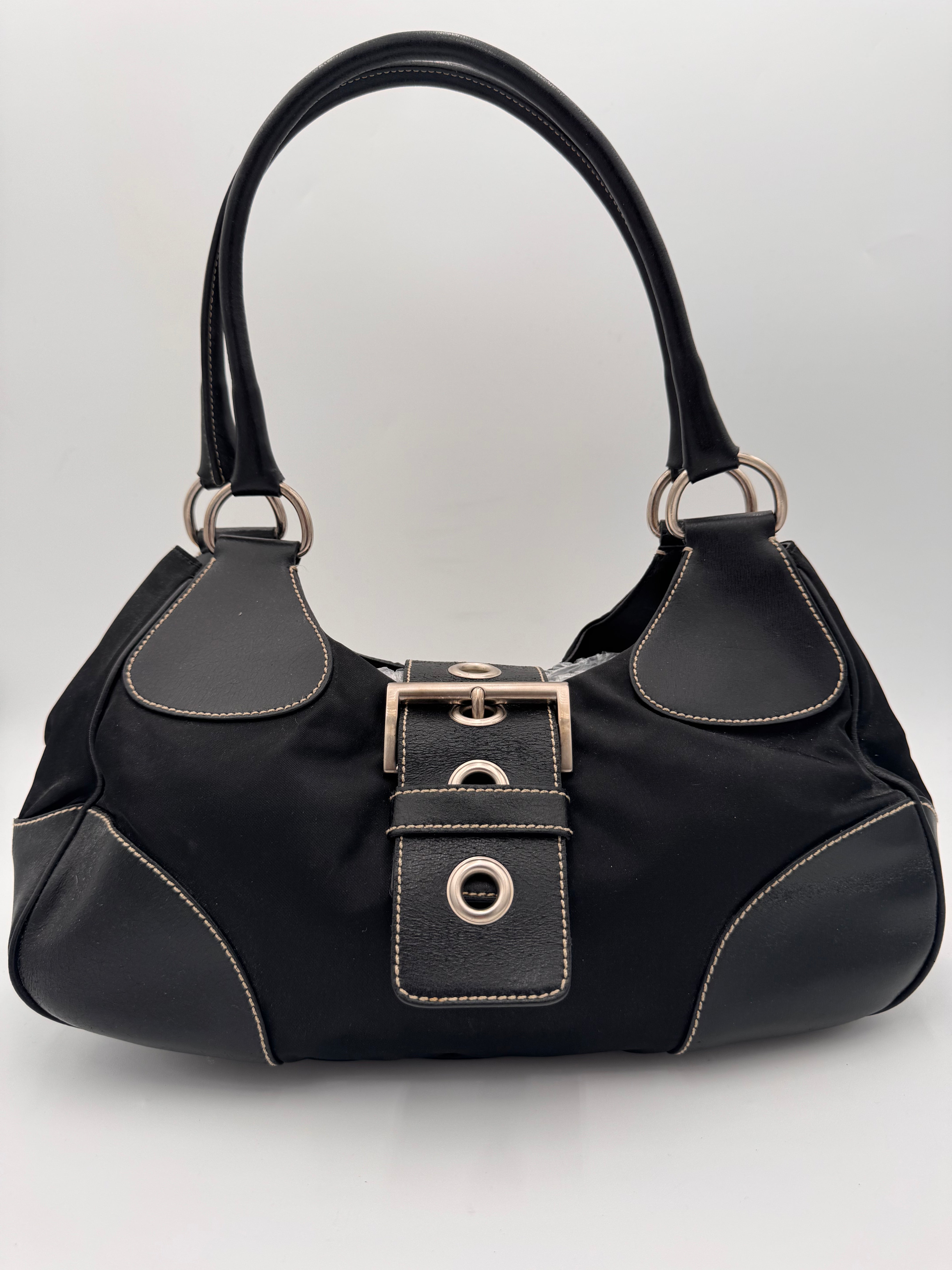 PRADA Buckle Shoulder Bag Black
