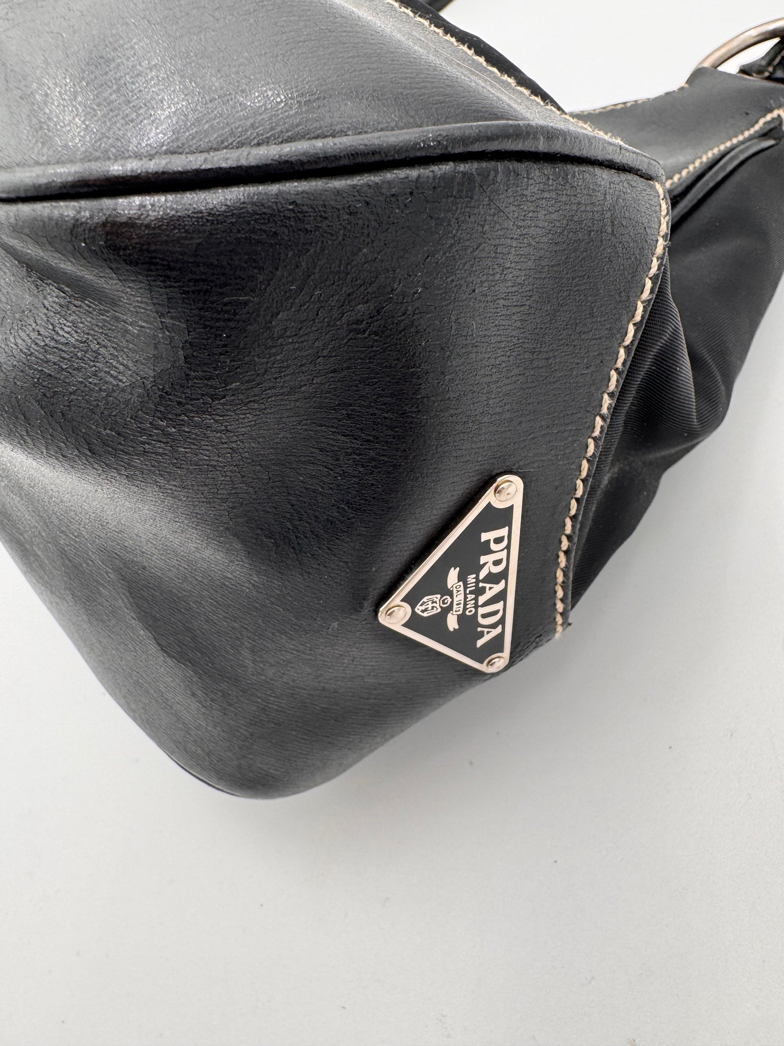 PRADA Buckle Shoulder Bag Black