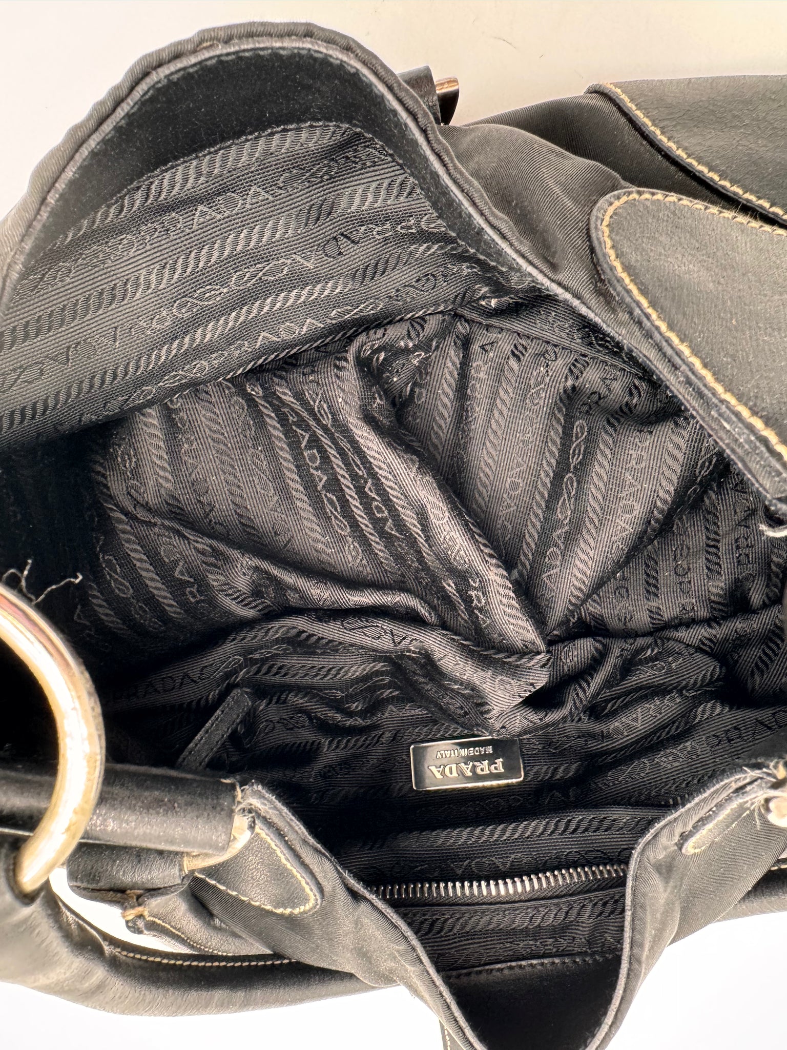PRADA Buckle Shoulder Bag Black