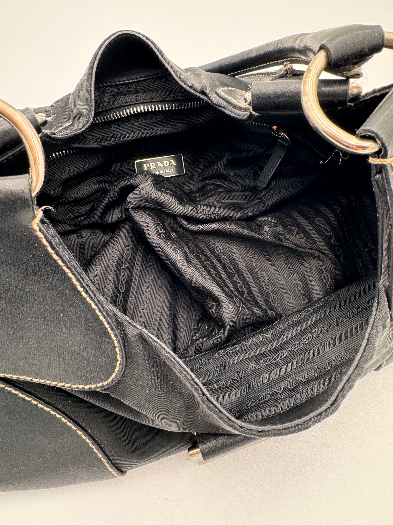PRADA Buckle Shoulder Bag Black