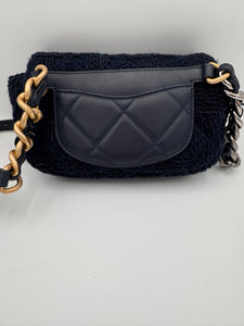 CHANEL 19 Tweed Belt Bag Dark Blue