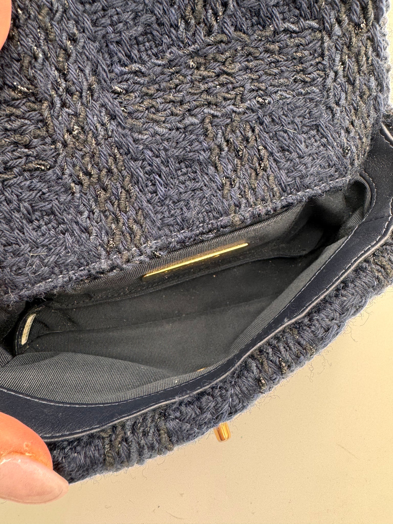 CHANEL 19 Tweed Belt Bag Dark Blue