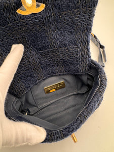 CHANEL 19 Tweed Belt Bag Dark Blue