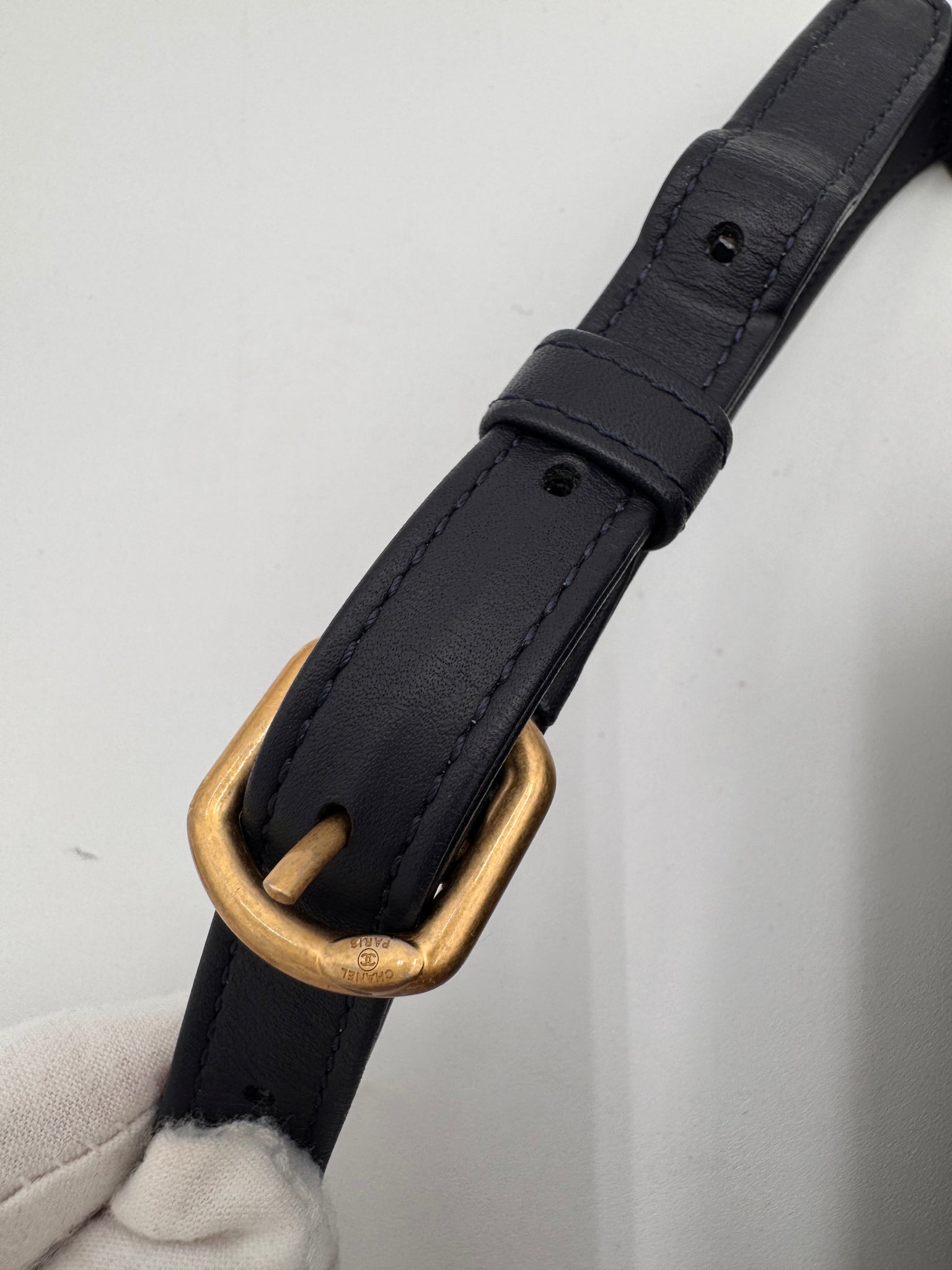 CHANEL 19 Tweed Belt Bag Dark Blue